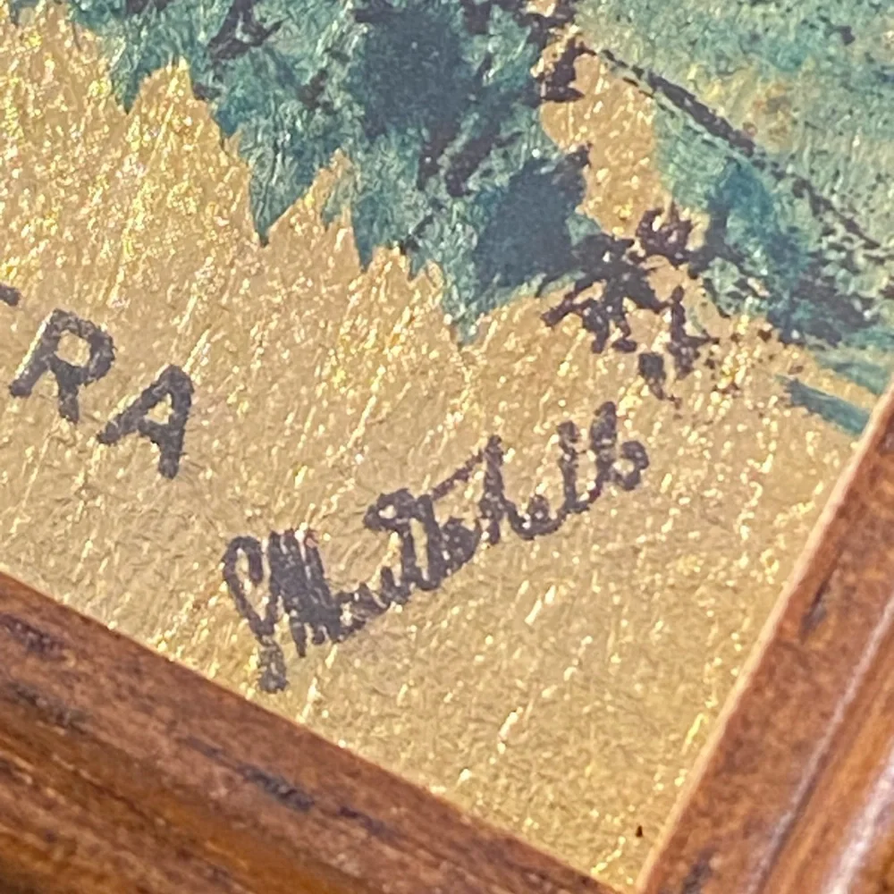 Mini Picture Hand Painted 23 K Gold Leaf Signed Italian Florentine Wall Gallery